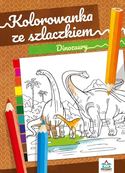 Dinozaury. Kolorowanka ze szlaczkiem Dinozaury. Kolorowanka ze szlaczkiem
