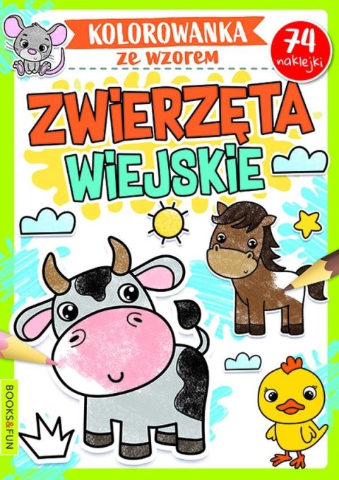 Zwierzęta wiejskie. Kolorowanka ze wzorem Zwierzęta wiejskie. Kolorowanka ze wzorem