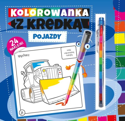 Kolorowanka z kredką. Pojazdy Kolorowanka z kredką. Pojazdy