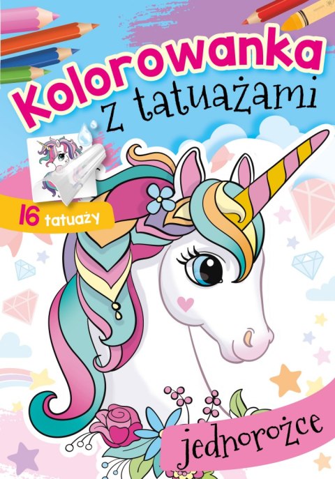 Jednorożce. Kolorowanka z tatuażami Jednorożce. Kolorowanka z tatuażami
