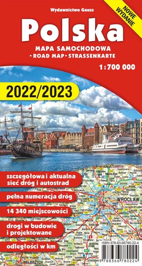 Polska. Mapa 1:700 000 wyd. 2024/2025 Polska. Mapa 1:700 000 wyd. 2024/2025