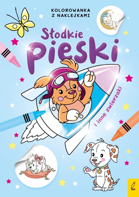 Słodkie pieski i inne zwierzaki. Kolorowanka z naklejkami Słodkie pieski i inne zwierzaki. Kolorowanka z naklejkami