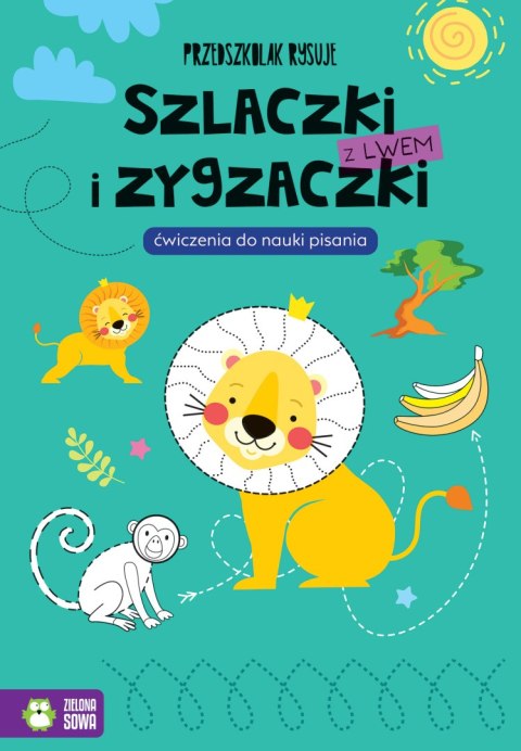Szlaczki i zygzaczki z lwem. Przedszkolak rysuje Szlaczki i zygzaczki z lwem. Przedszkolak rysuje