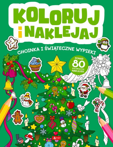 Choinka i świąteczne wypieki. Koloruj i naklejaj Choinka i świąteczne wypieki. Koloruj i naklejaj