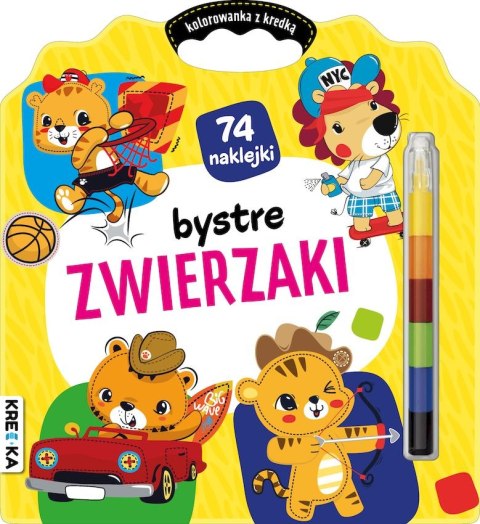 Bystre zwierzaki. Kolorowanka z kredką Bystre zwierzaki. Kolorowanka z kredką