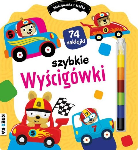 Szybkie wyścigówki. Kolorowanka z kredką Szybkie wyścigówki. Kolorowanka z kredką