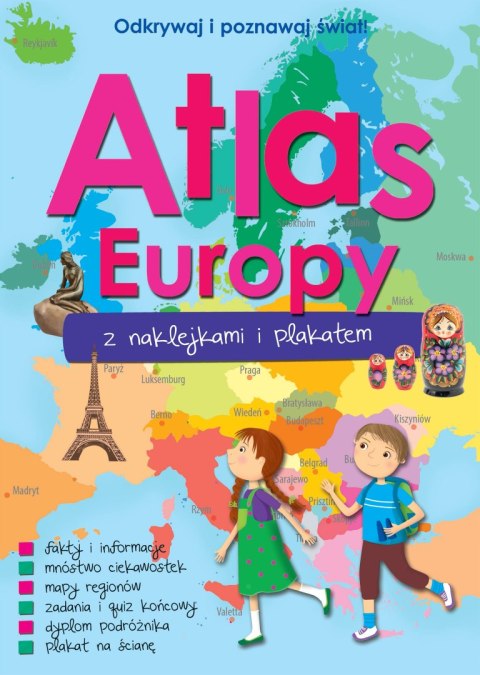 Atlas Europy z naklejkami i plakatem Atlas Europy z naklejkami i plakatem