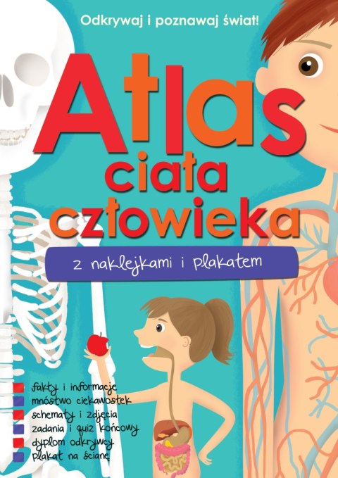 Atlas ciała człowieka z naklejkami i plakatem Atlas ciała człowieka z naklejkami i plakatem