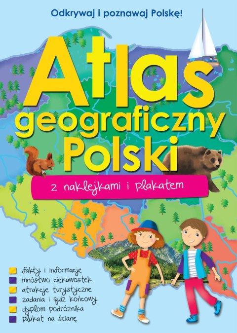 Atlas geograficzny Polski z naklejkami i plakatem Atlas geograficzny Polski z naklejkami i plakatem