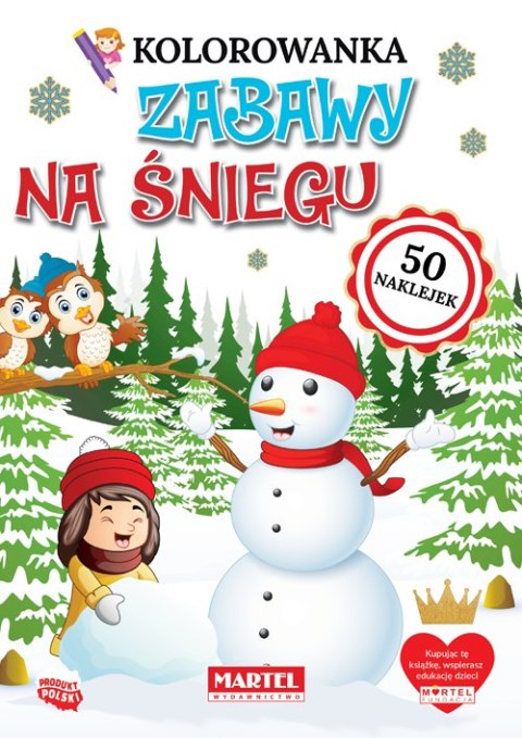 Zabawy na śniegu. Kolorowanka z naklejkami Zabawy na śniegu. Kolorowanka z naklejkami