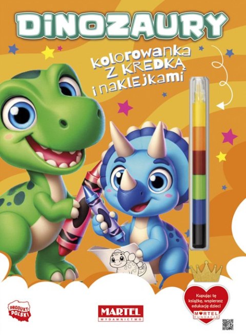 Dinozaury. Kolorowanka z kredką i naklejkami Dinozaury. Kolorowanka z kredką i naklejkami