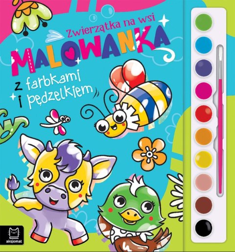 Zwierzątka na wsi. Malowanka z farbkami i pędzelkiem Zwierzątka na wsi. Malowanka z farbkami i pędzelkiem