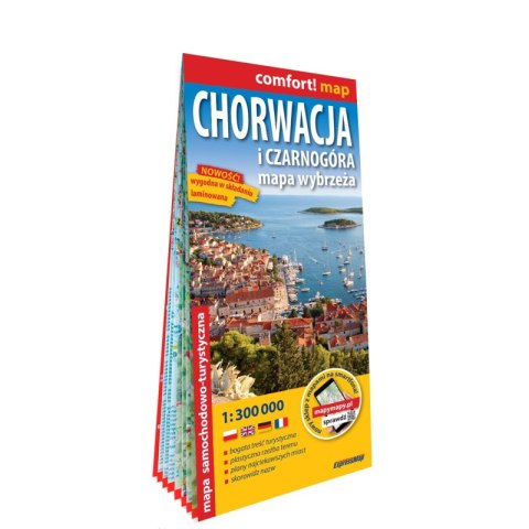 Chorwacja i Czarnogóra mapa wybrzeża 1:300 000 laminat 2023