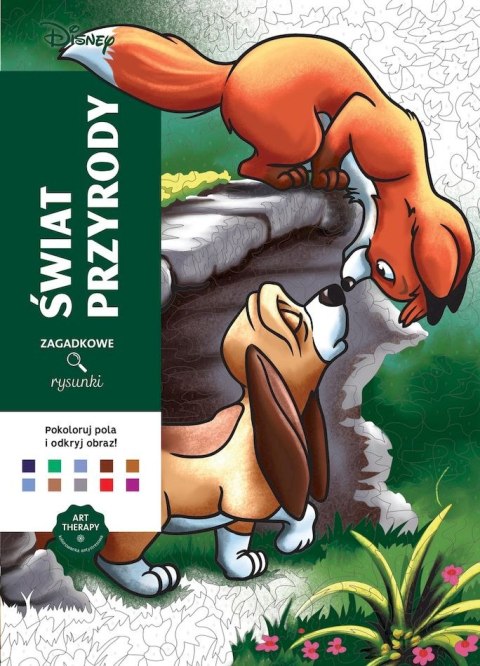 Świat przyrody. Art therapy. Kolorowanka antystresowa. Disney. Zagadkowe rysunki