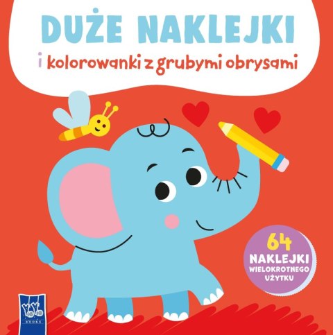 Duże naklejki i kolorowanki z grubymi obrysami. Słoń