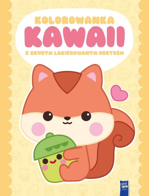 Kolorowanka Kawaii z grubym lakierowanym obrysem. Wiewiórka