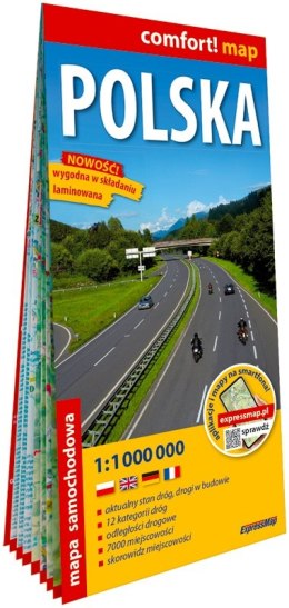 Polska laminowana mapa samochodowa 1:1 000 000